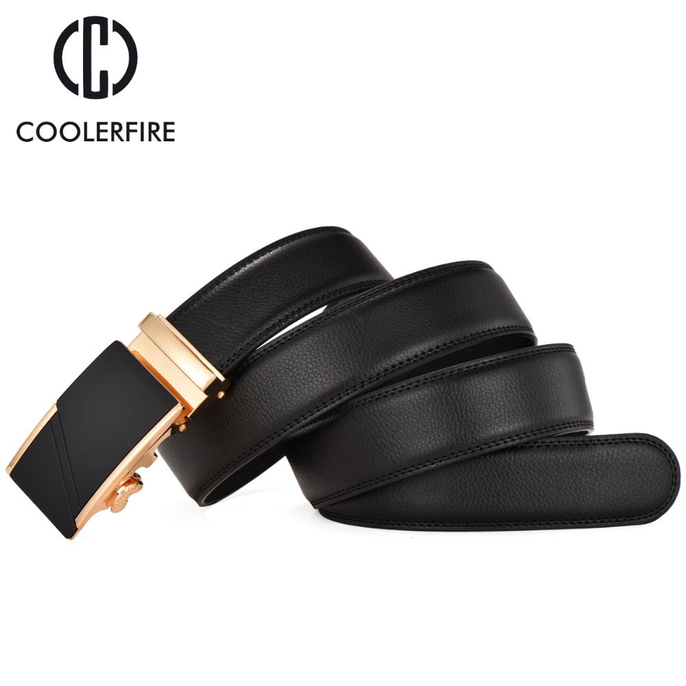 Designer Genuine Leather Strap Male Automatic Buckle Belts For Men Luxury Famous High Quality Mens Belt Black ZD001