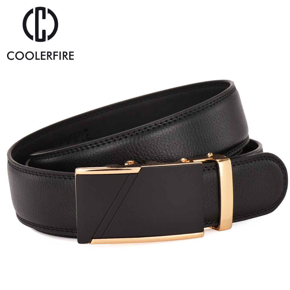 Designer Genuine Leather Strap Male Automatic Buckle Belts For Men Luxury Famous High Quality Mens Belt Black ZD001