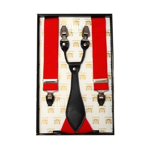 Suspenders Belt For Men - Plain Red