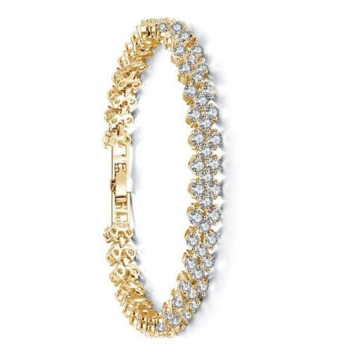 2 In 1 Rhinestone Women Watch With Bracelet- Gold