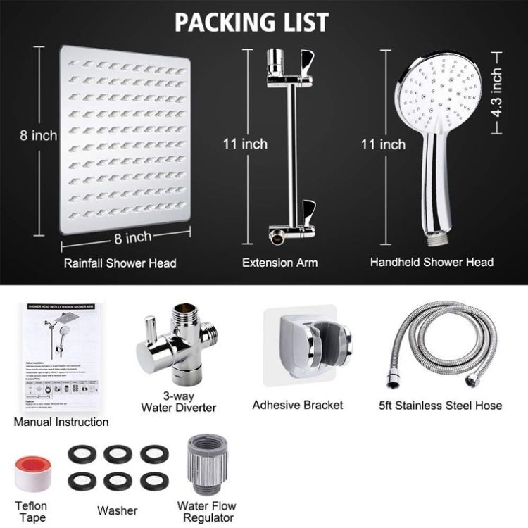 Pressurized Water-saving Top Spray Handheld Dual Shower Set