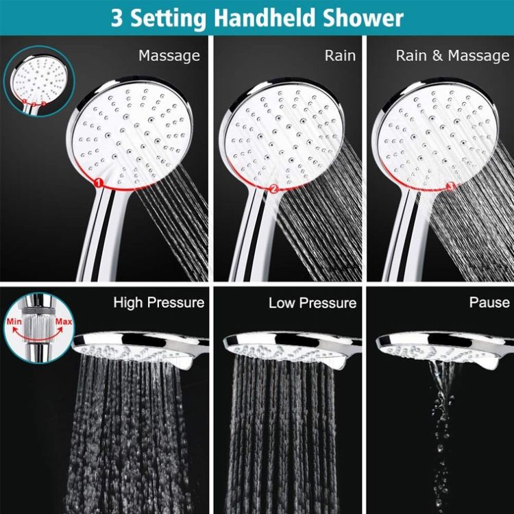 Pressurized Water-saving Top Spray Handheld Dual Shower Set