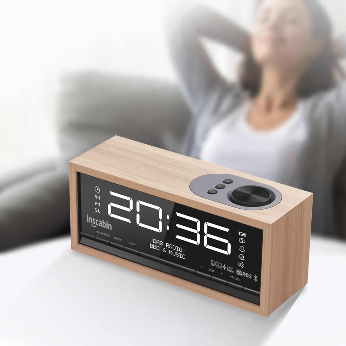 C1 DAB/DAB+ FM Digital Radio Alarm Clock With Large Screen/Bluetooth/Sound,Beautiful Design For Bedroom Kitchen Office