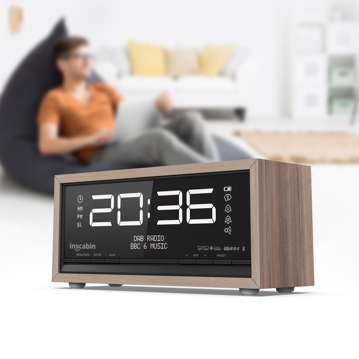 C1 DAB/DAB+ FM Digital Radio Alarm Clock With Large Screen/Bluetooth/Sound,Beautiful Design For Bedroom Kitchen Office