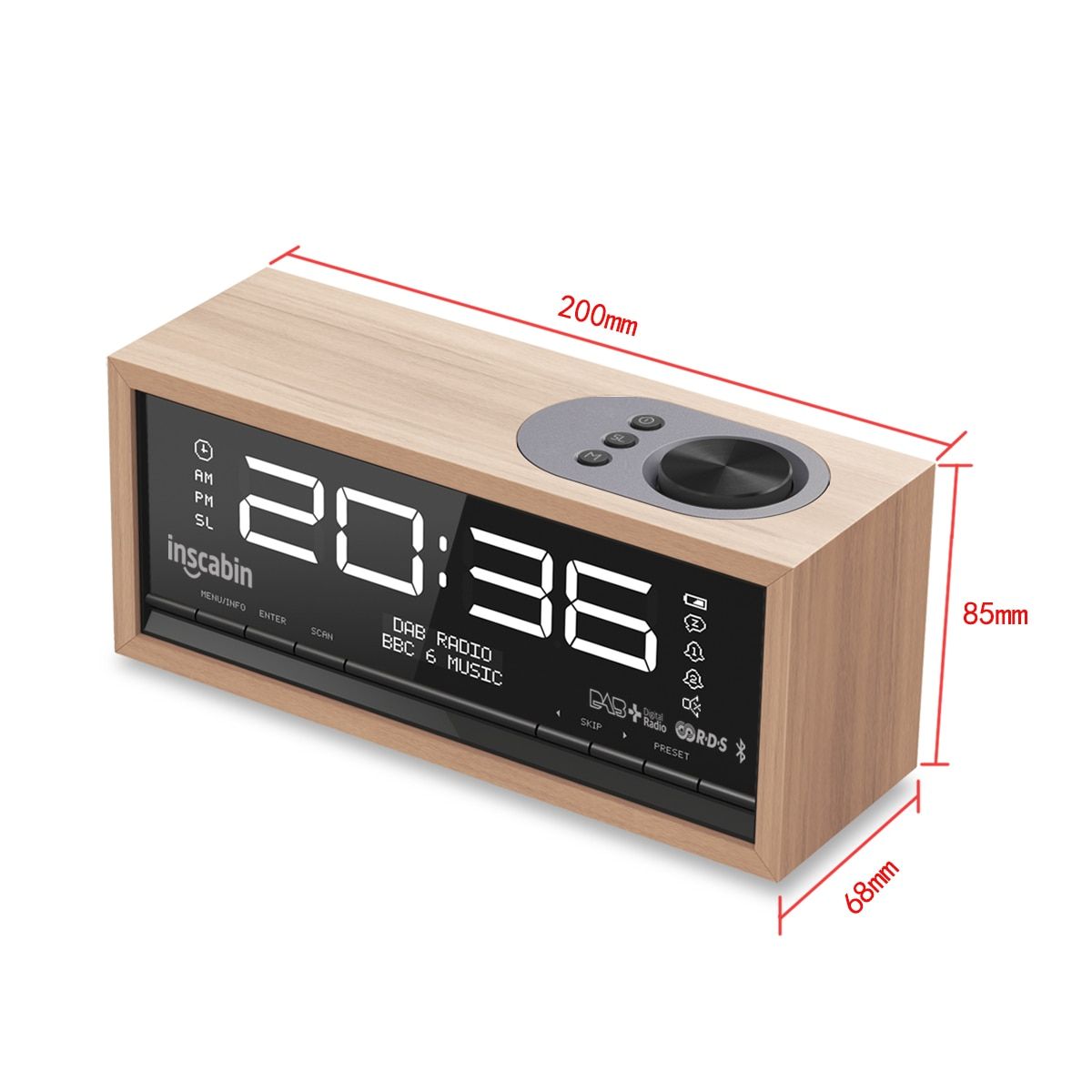 C1 DAB/DAB+ FM Digital Radio Alarm Clock With Large Screen/Bluetooth/Sound,Beautiful Design For Bedroom Kitchen Office