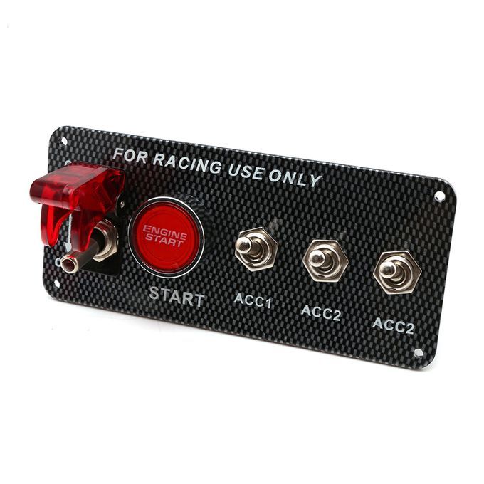 Carbon Fibre Panel Toggle Switch Ignition Engine Start Push