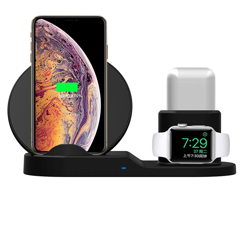 (white)3 In 1 10W Qi Wireless Charger Dock Stand Fast Charging For IPhone 11 Pro XR XS Max 8 For Apple Watch 2 3 4 5 For AirPods Pro GRE