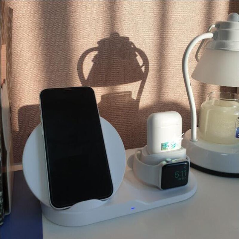 (white)3 In 1 10W Qi Wireless Charger Dock Stand Fast Charging For IPhone 11 Pro XR XS Max 8 For Apple Watch 2 3 4 5 For AirPods Pro GRE
