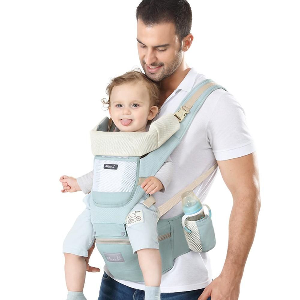 Multifunctional Breathable Baby Carrier with Hip Seat Lumbar Support Waist Stool for 0-36 Months Newborn Infants Toddlers Ergonomic Comfortable Baby Backpack Carrier