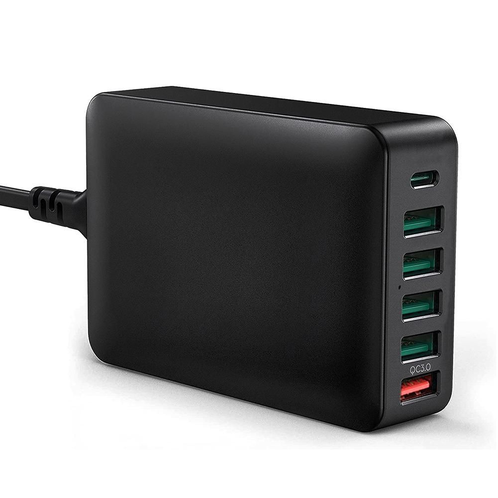 USB Charger 6 Port 20WPD USB Charging Station for iPhone 13/12/11 Pro Max XS Max XR X 8 7 Plus, Galaxy S21 -UK Plug