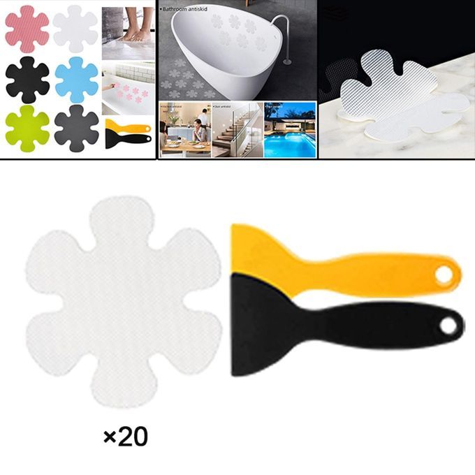 20Pcs Anti Slip Stickers With Bright Colors Shower Decals Tape White