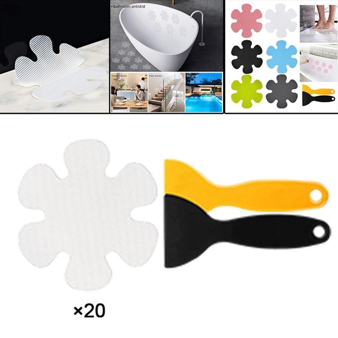 20Pcs Anti Slip Stickers With Bright Colors Shower Decals Tape White