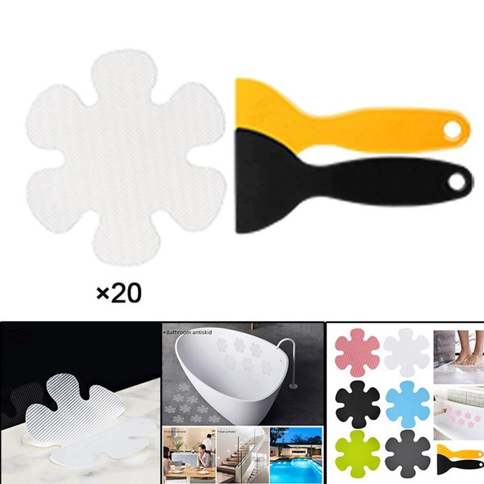 20Pcs Anti Slip Stickers With Bright Colors Shower Decals Tape White