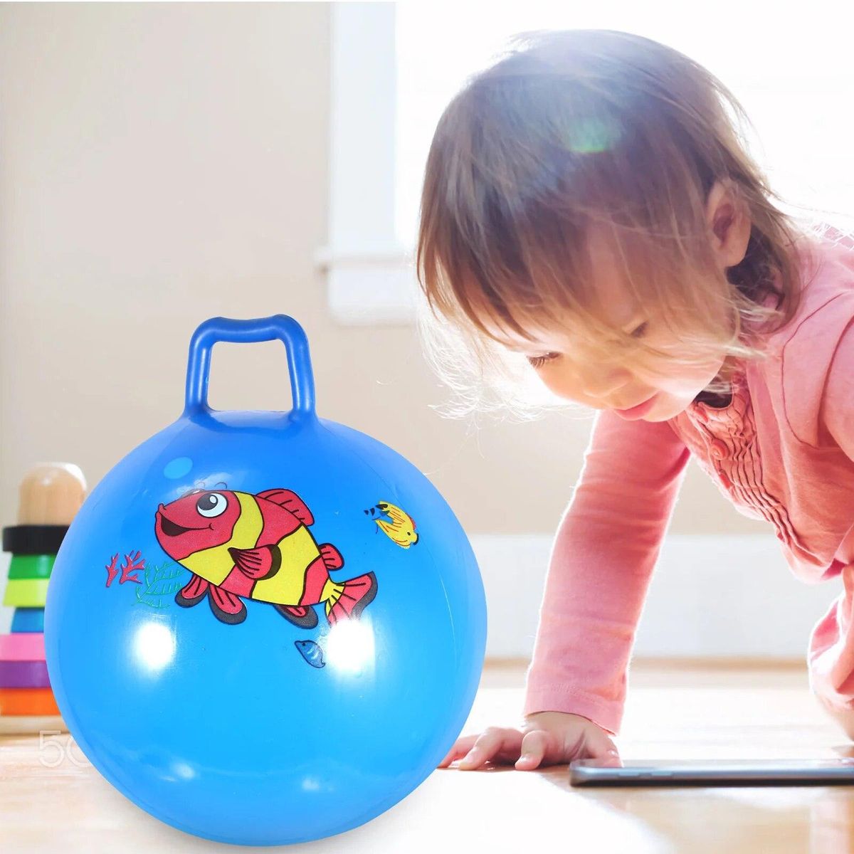 Poppets Kids Bounce Jumping Toy Funnel Bounce Balls Handles Kids Balls Kids Kids Hopper Toy Hopping Horse Toddler