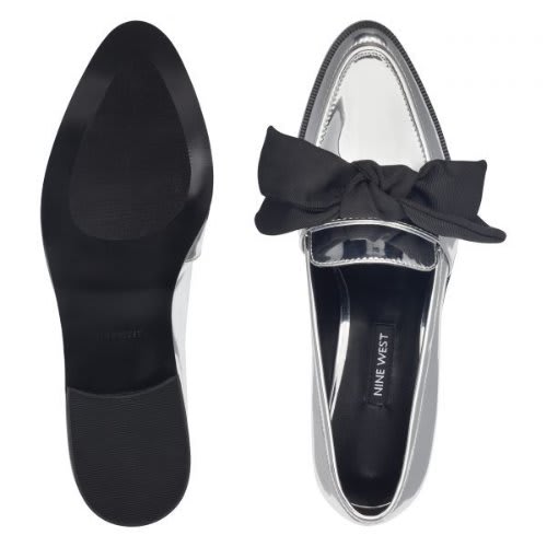 Weeping Bow Loafers-silver Patent