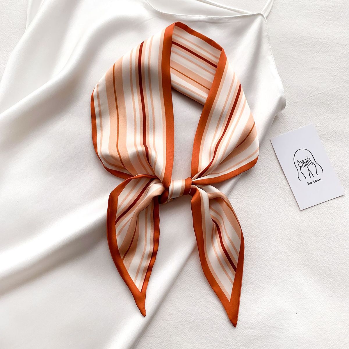Long Silk Skinny Scarf Hair Bands Design Print Luxury Women Neck Scarves Ribbon Ties-JJ-81-4