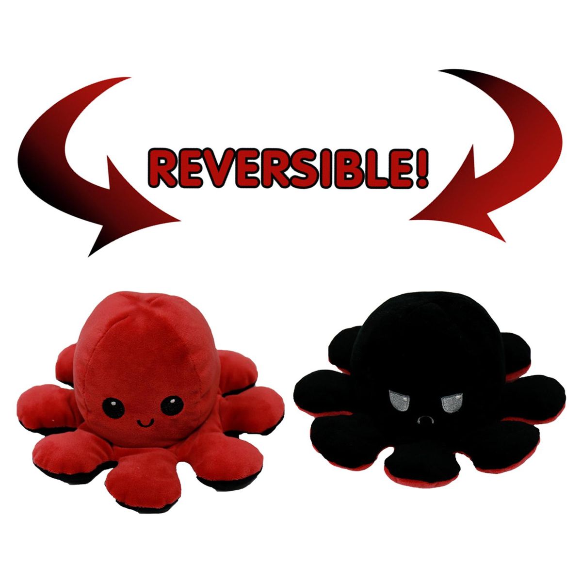 Reversible Flip Octopus Stuffed Plush Doll Soft Red