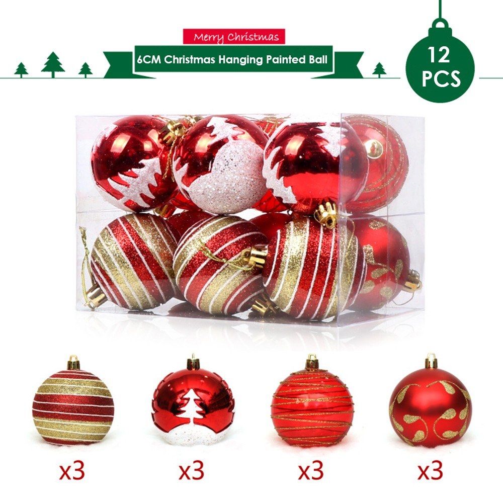 Christmas Hanging Ball Painted Ball 6cm 12PCS For Xmas
