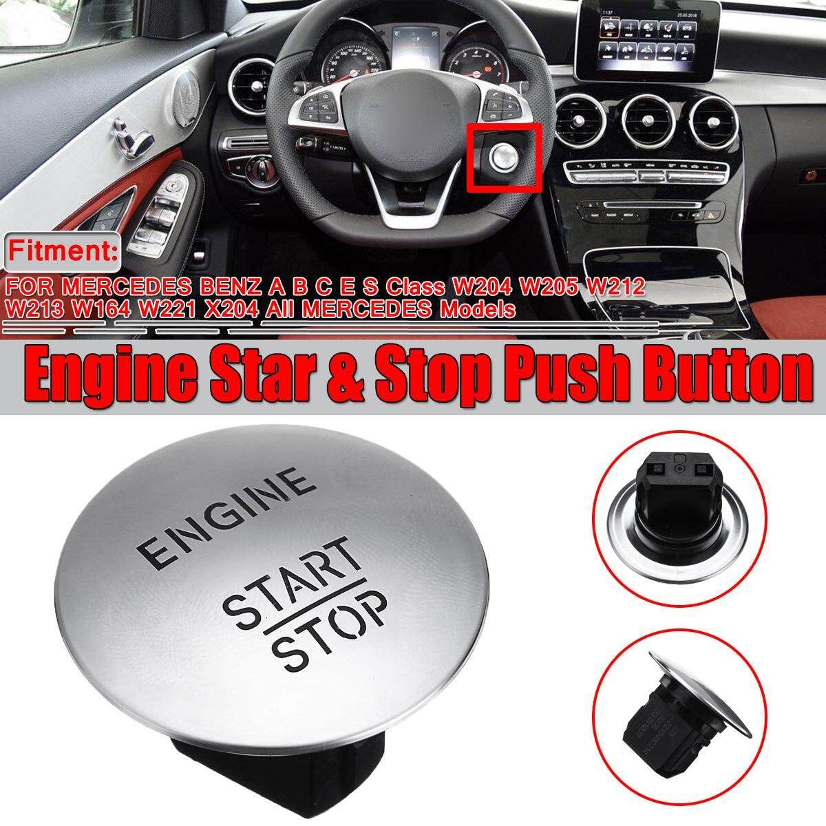 Silver Engine Star＆Stop Button Cover Trim Push Button Switch 2215450514 For Mercedes-Benz Silver (silver)