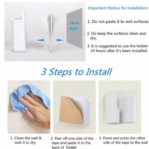 Wall Mount Cell Phone Charger Holder And Remote Organizer - White