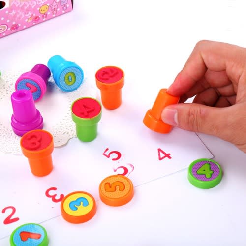 Kids Diy Self Inking 10 Piece Number Stamp Set