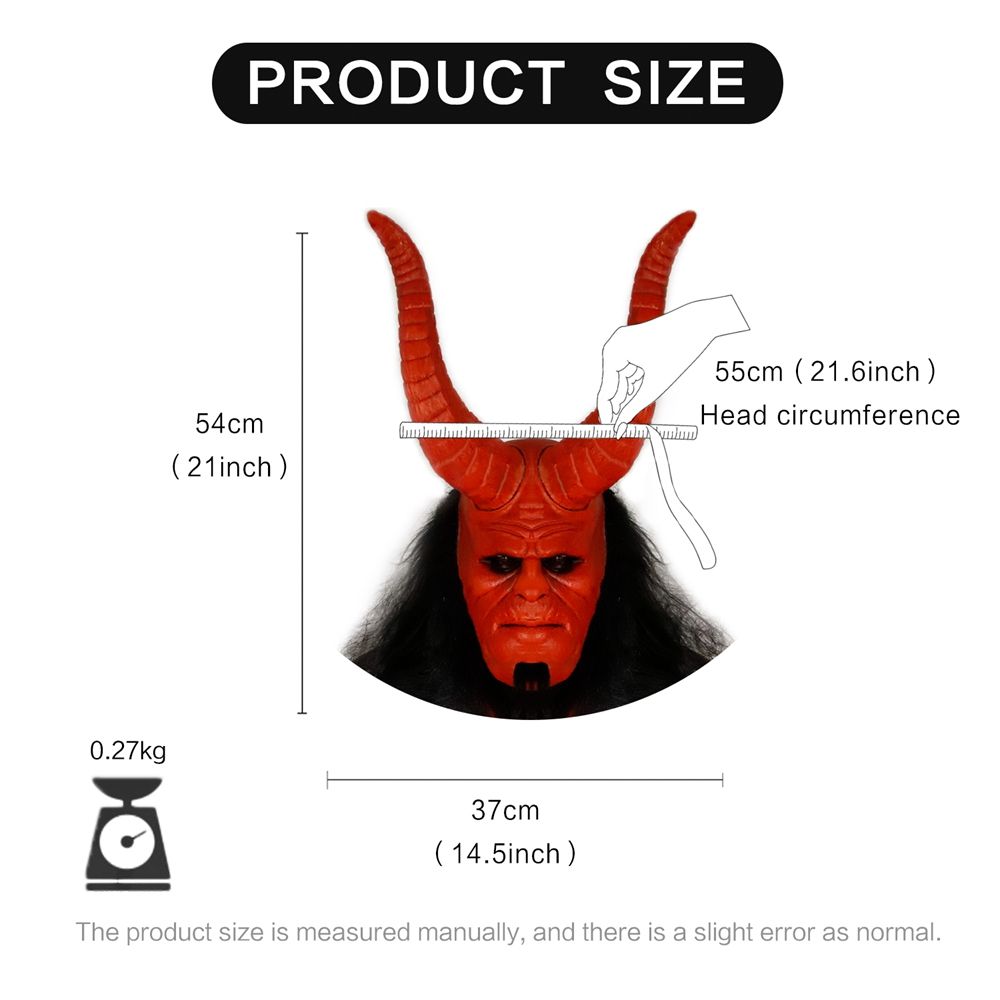 Halloween Scary  Corner Hellboy Latex Mask Cosplay Hellboy