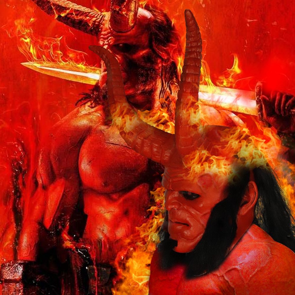 Halloween Scary  Corner Hellboy Latex Mask Cosplay Hellboy