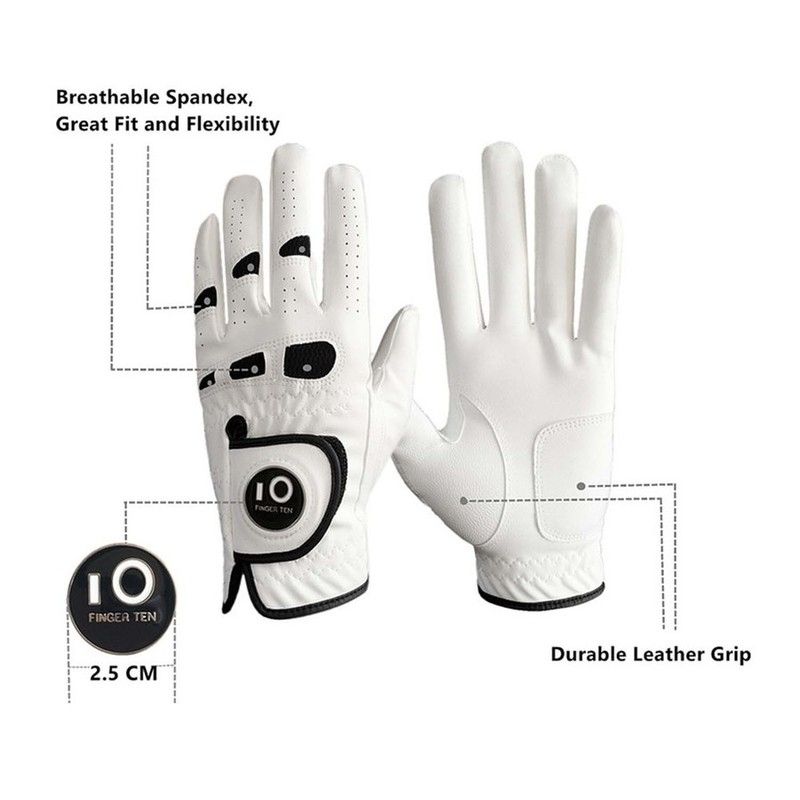 3 Pcs Soft Comfortable Leather Mens Golf Glove Left Hand Ml