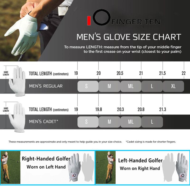 3 Pcs Soft Comfortable Leather Mens Golf Glove Left Hand Ml