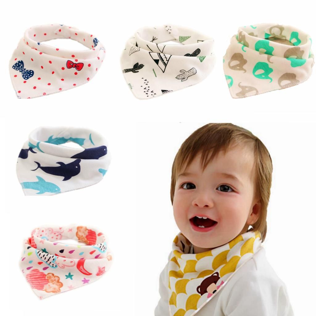 4PCS Waterproof Triangle Cotton Cartoon  Bibs