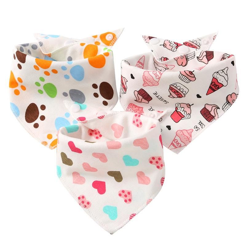 4PCS Waterproof Triangle Cotton Cartoon  Bibs