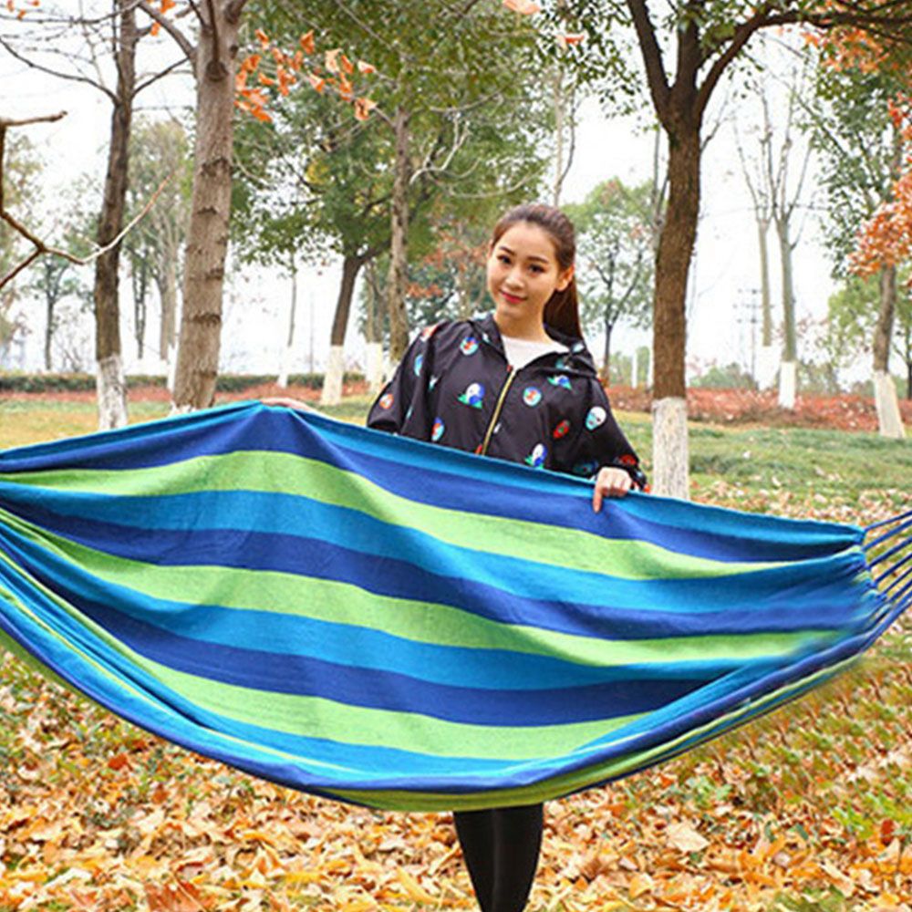 Lightweight Folding Outdoor Travel Hammock Blue Cyan Stripe