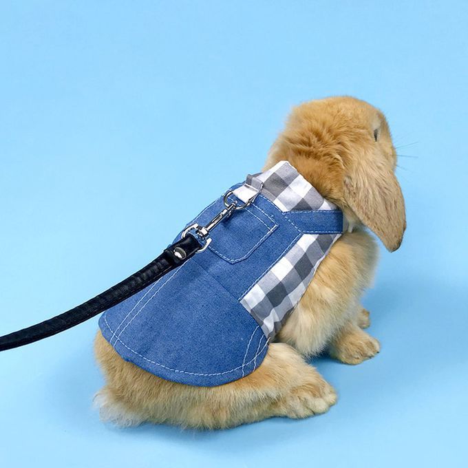 Rabbit Vest Harness Adjustable Soft Jacket Coat For Kitten L Gray