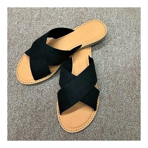 Women's Summer Criss Cross Slippers -Black
