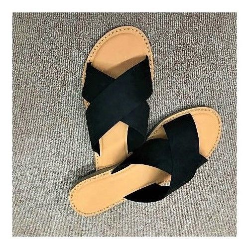 Women's Summer Criss Cross Slippers -Black