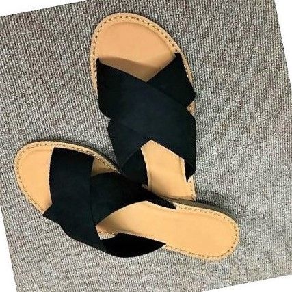 Women's Summer Criss Cross Slippers -Black