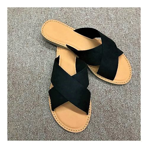 Women's Summer Criss Cross Slippers -Black