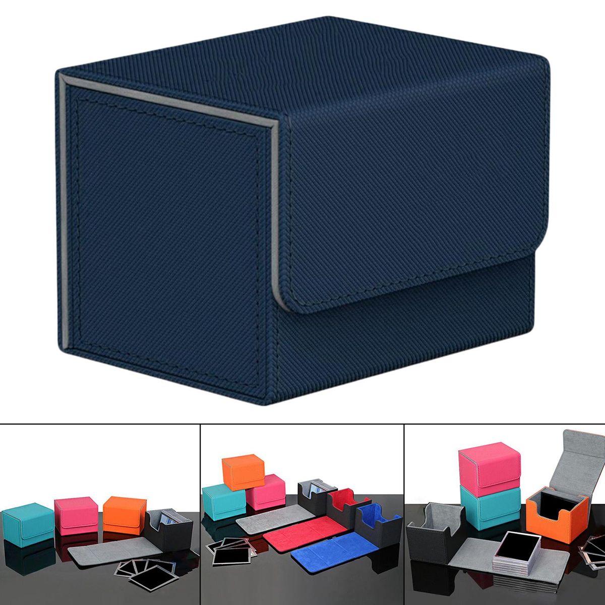 3x Durable Card Deck Box  Storage Container Holds  Gray