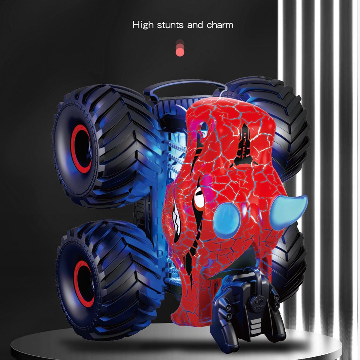 Remote Control Car, 1:16 2.4Ghz 4WD Spray Remote Control Off-Road Stunt Car with Lights Sound Rechargeable Electric Toy Car Gifts for Boys Girls Kids