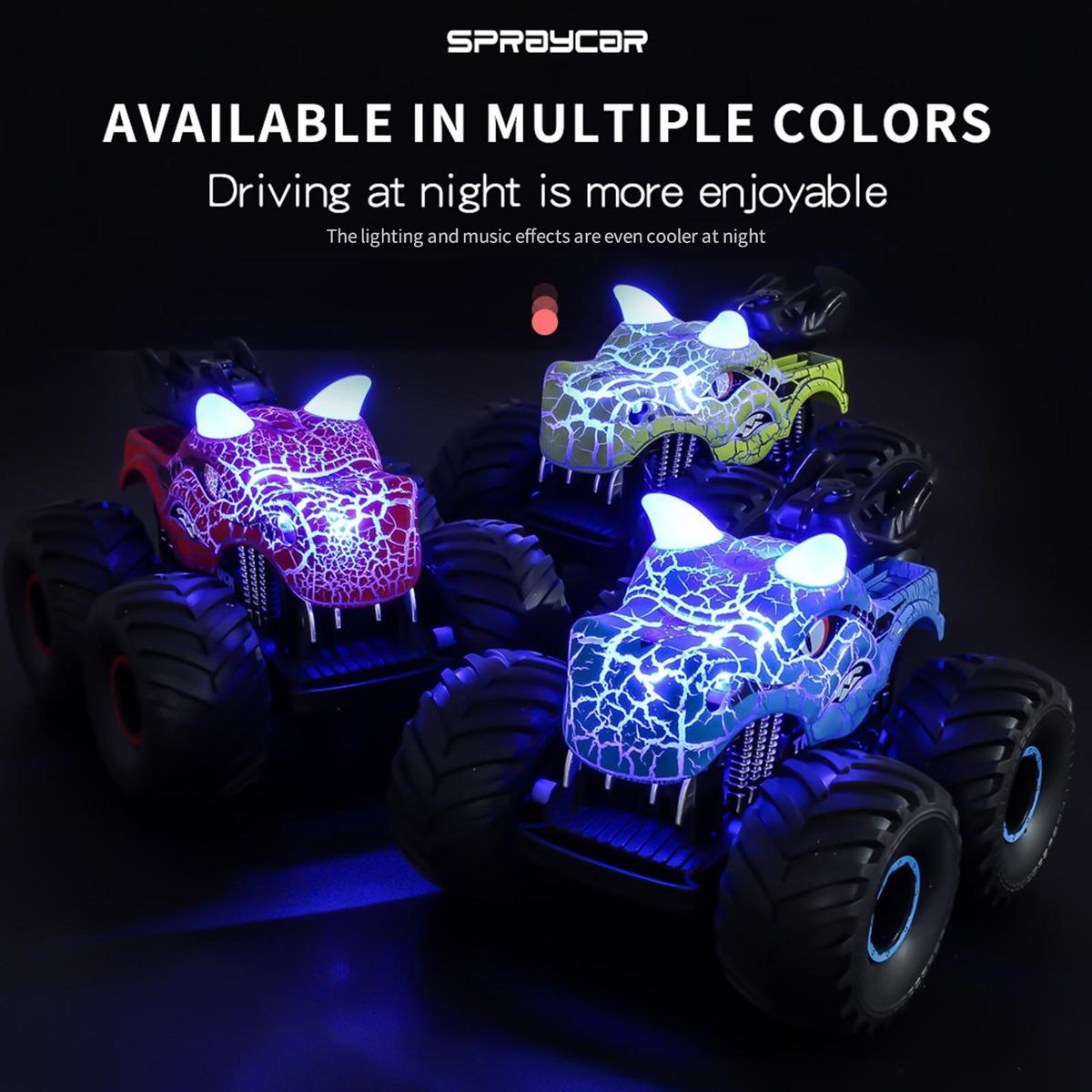 Remote Control Car, 1:16 2.4Ghz 4WD Spray Remote Control Off-Road Stunt Car with Lights Sound Rechargeable Electric Toy Car Gifts for Boys Girls Kids