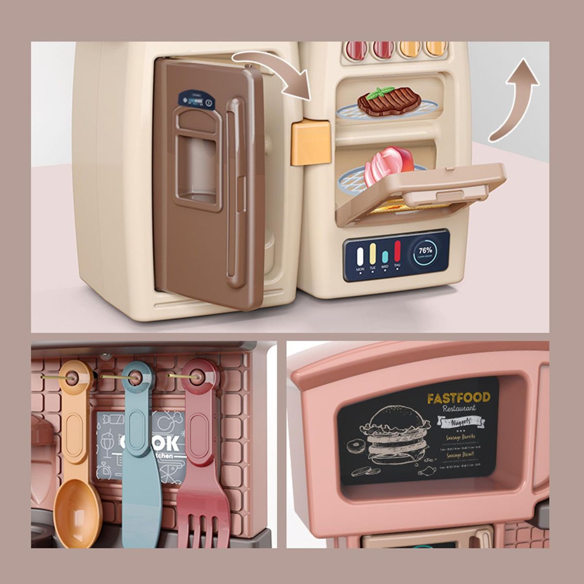 Kids Kitchen Playset Educational Toys Cooking Realistic Toys For Blue