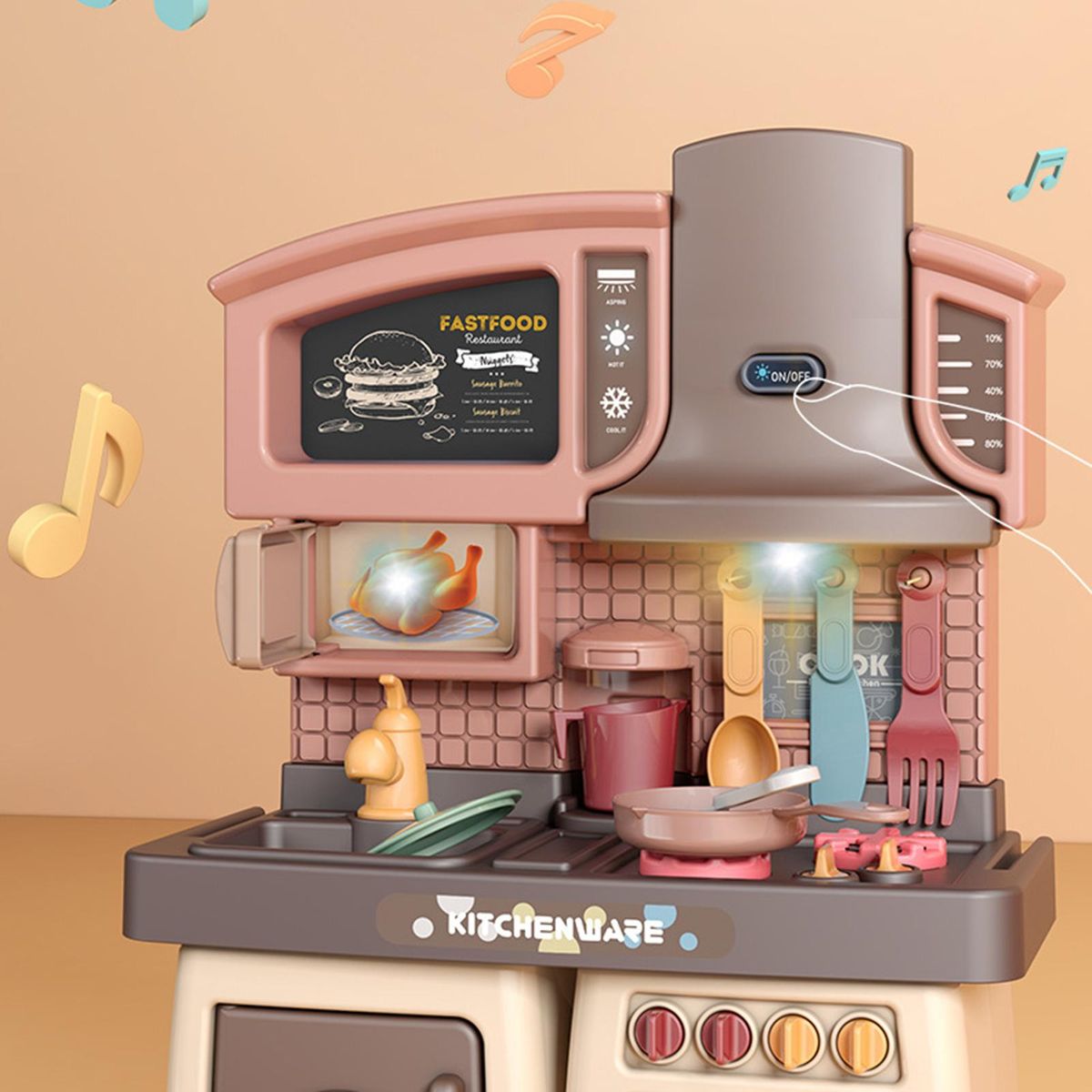 Kids Kitchen Playset Educational Toys Cooking Realistic Toys For Blue