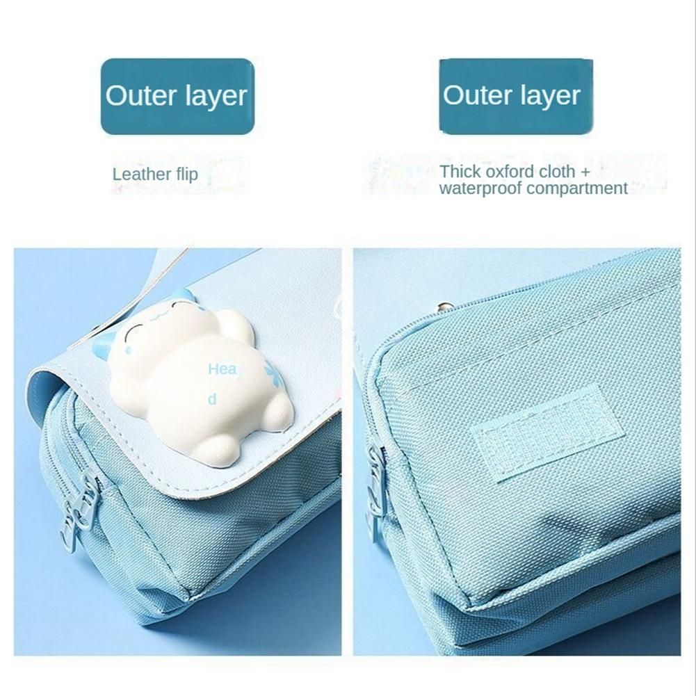 Cute Decompression Pencil Case Big Pencil Box Portable Girls Pen Bag Double Layer School Pouch Pink