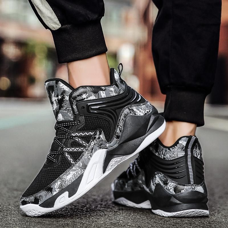 Men's Basketball Shoes Mesh Breathable Couple Sneakers Black