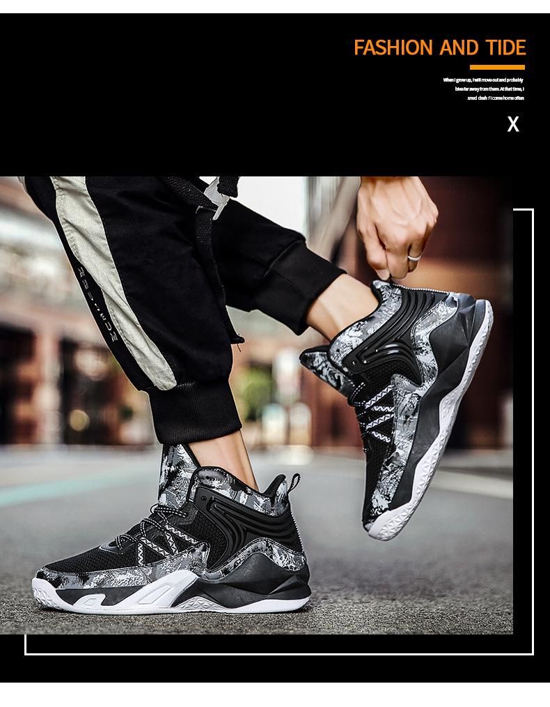 Men's Basketball Shoes Mesh Breathable Couple Sneakers Black