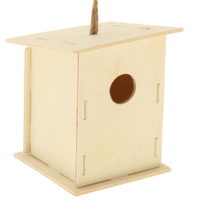Wooden Bird House Garden Nursery Hanging Paintable Birds Nest Style 3