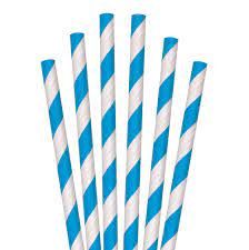 100pcs Blue & White Strips Party & Events Paper Straws