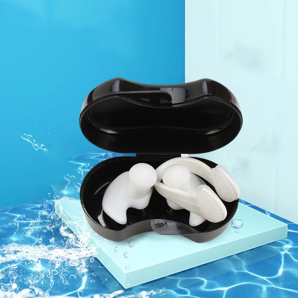 Swimming Ear Plug And Nose Clip Swimming Ear  Reusable Kids White