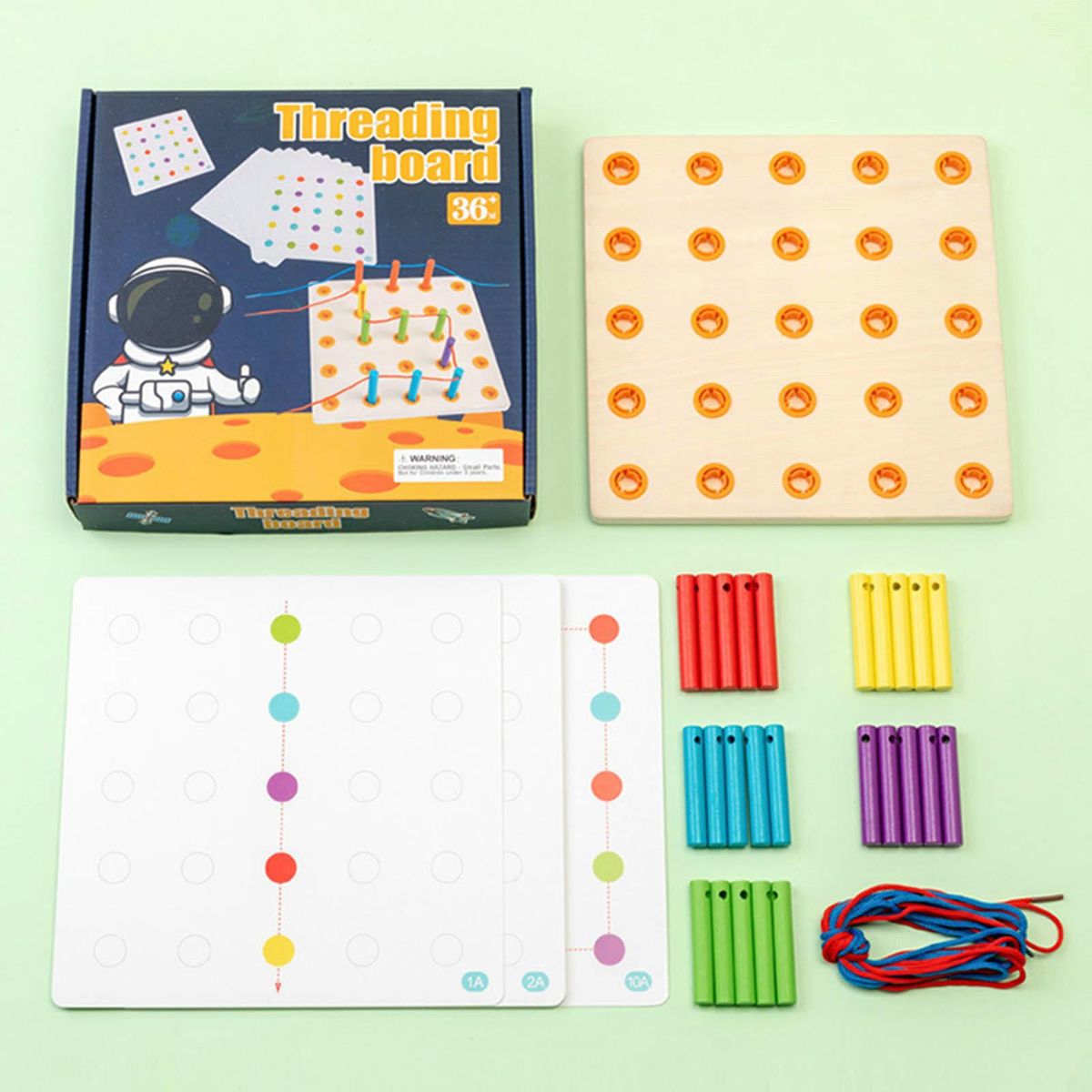 1 Set Threading Lacing Toys Wooden Lacing Game DIY Toys