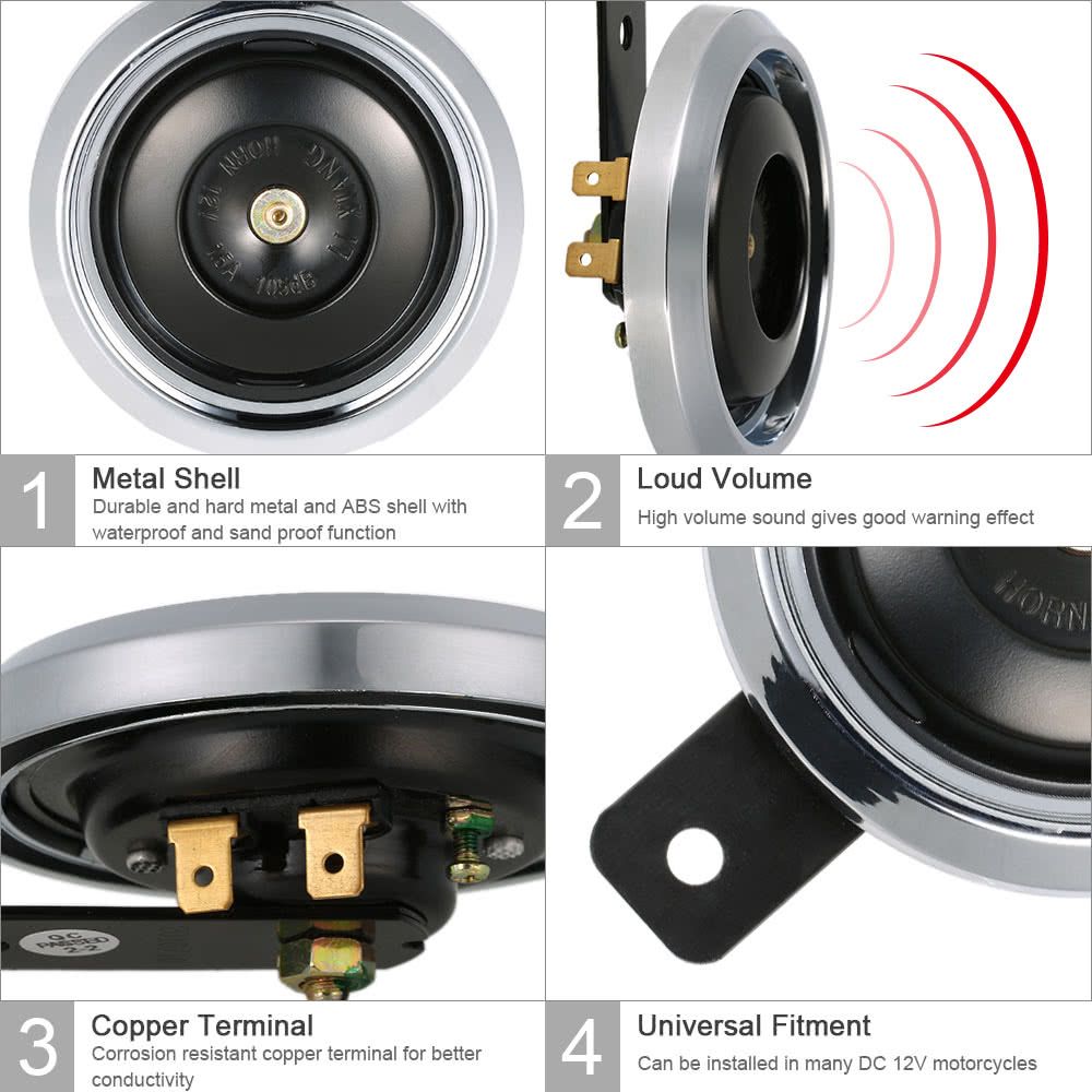 DC 12V 1.5A 105dB Universal Waterproof Motorcycle Loud